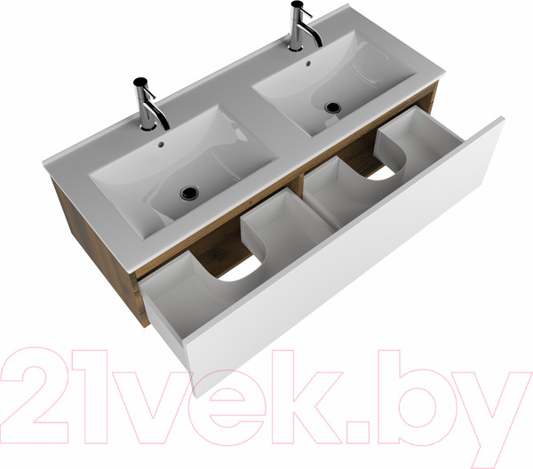 Изображение товара Тумба с умывальником ЗОВ Кито 120 / K120LA0MWM-OL120 (аттик/белый матовый)