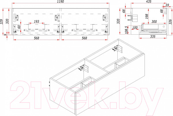 Изображение товара Тумба с умывальником ЗОВ Кито 120 / K120LA0MWM-OL120 (аттик/белый матовый)