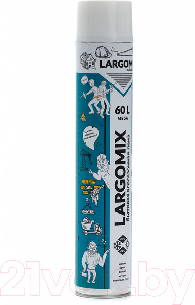 Изображение товара Пена монтажная Largomix Mega 60 Всесезонная бытовая (820мл)