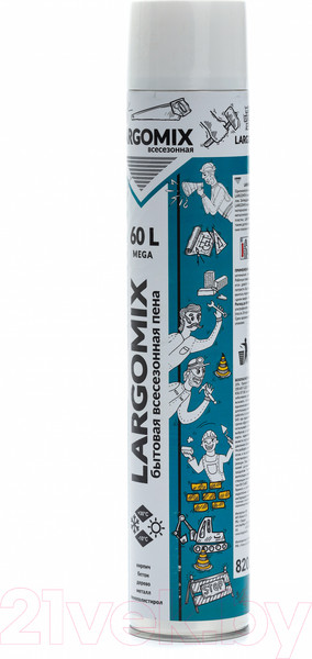 Изображение товара Пена монтажная Largomix Mega 60 Всесезонная бытовая (820мл)