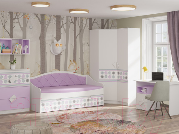 Изображение товара Шкаф Премиум Рокси с ящиками (белый/ирис)