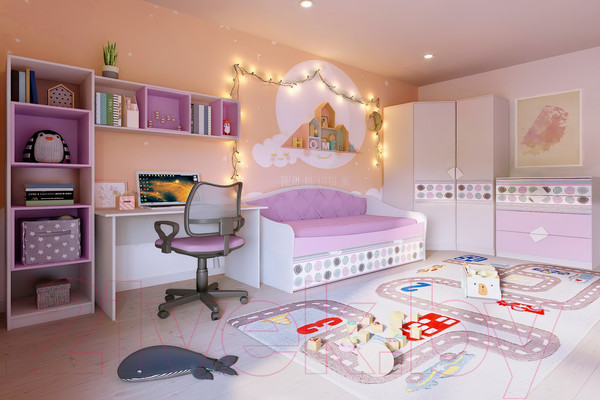 Изображение товара Шкаф Премиум Рокси с ящиками (белый/ирис)