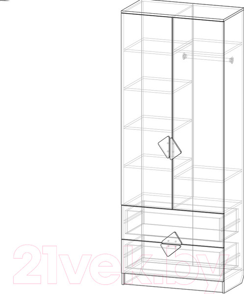 Изображение товара Шкаф Премиум Рокси с ящиками (белый/ирис)