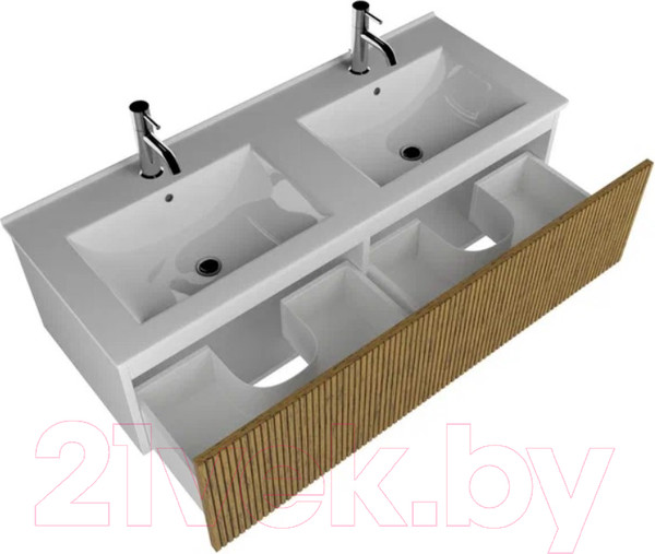 Изображение товара Тумба с умывальником ЗОВ Кито 120 / K120LW0MRM-OL120 (белый/тростник)