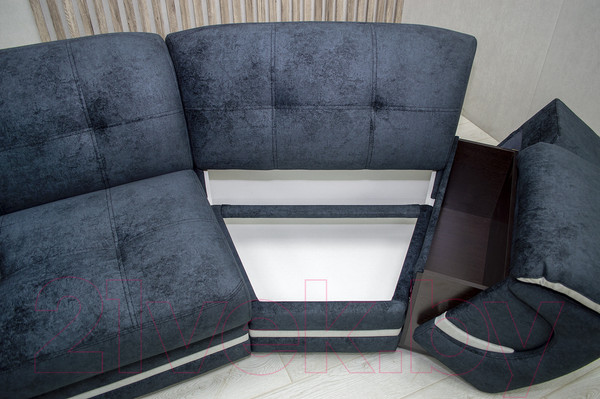 Изображение товара Диван Петрамебель Браво (брабус 17 темно-серый велюр/брабус 15 светло-серый велюр)