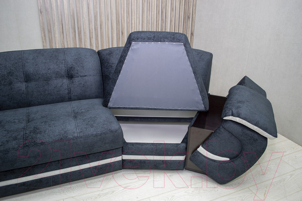 Изображение товара Диван Петрамебель Браво (брабус 17 темно-серый велюр/брабус 15 светло-серый велюр)