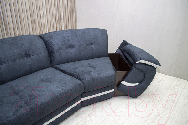 Изображение товара Диван Петрамебель Браво (брабус 17 темно-серый велюр/брабус 15 светло-серый велюр)