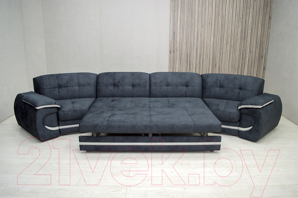 Изображение товара Диван Петрамебель Браво (брабус 17 темно-серый велюр/брабус 15 светло-серый велюр)