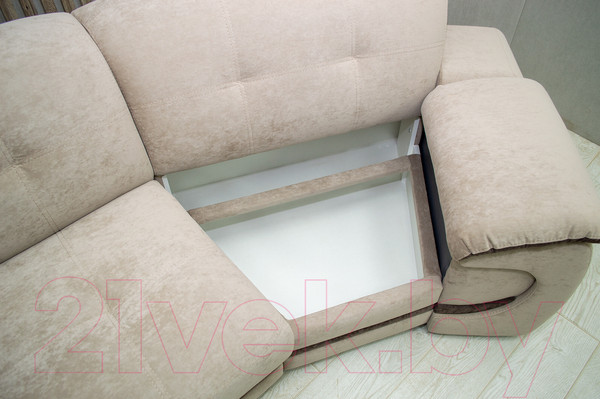 Изображение товара Диван Петрамебель Браво (гранд 02 бейдж светло-бежевый велюр/гранд 03 какао темно-бежевый велюр)
