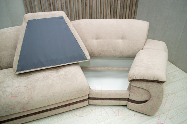 Изображение товара Диван Петрамебель Браво (гранд 02 бейдж светло-бежевый велюр/гранд 03 какао темно-бежевый велюр)