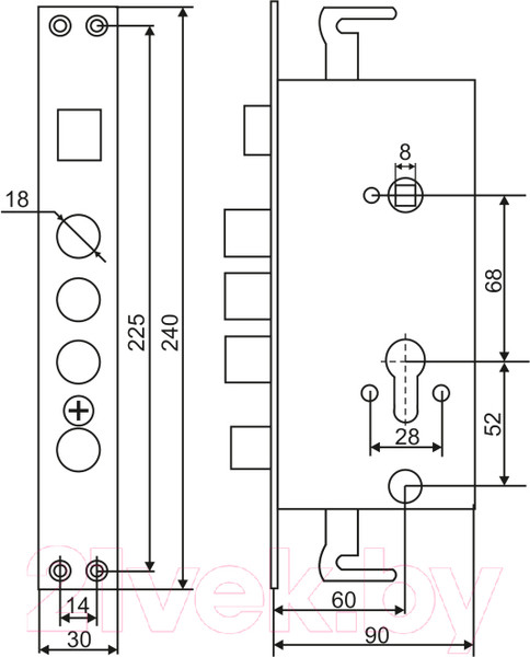 Изображение товара Замок врезной Basara A14-4С L CP (левый, хром)