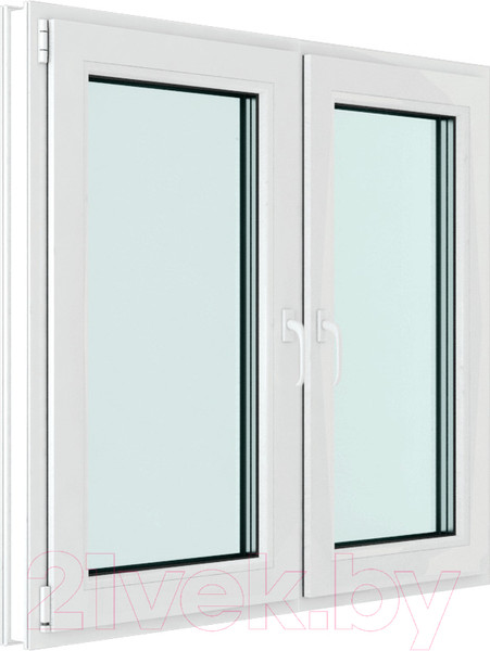 Изображение товара Окно ПВХ Brusbox Futuruss Двухстворчатое 2 поворотно-откидные створки 3 стекла (1000x1000x70)