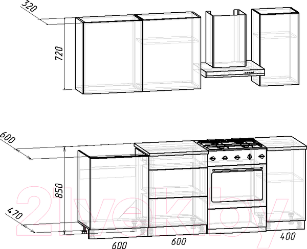 Изображение товара Кухонный гарнитур Интермебель Микс Топ-2 1.6м (белый премиум/дуб крафт золотой/мрамор лацио белый)