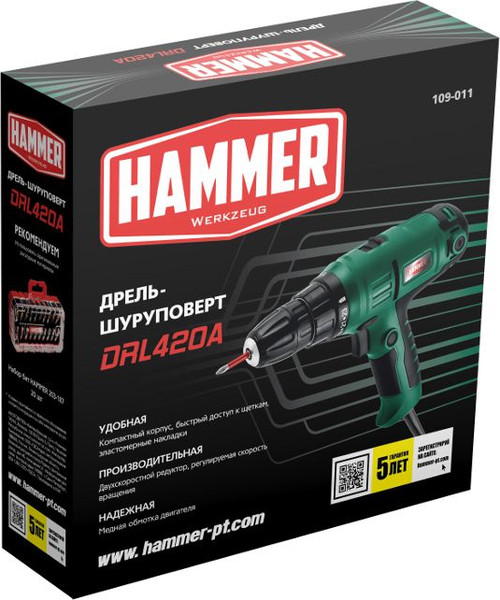Изображение товара Дрель-шуруповерт Hammer Flex DRL420A