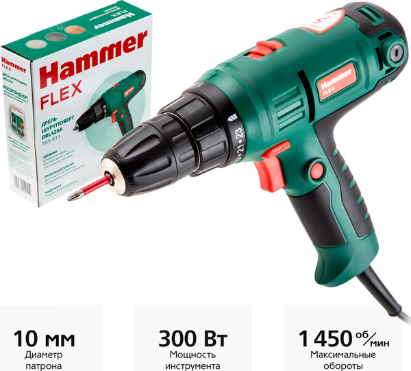 Изображение товара Дрель-шуруповерт Hammer Flex DRL420A