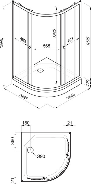 Изображение товара Душевой уголок Triton Стандарт А 100x100 (полосы)