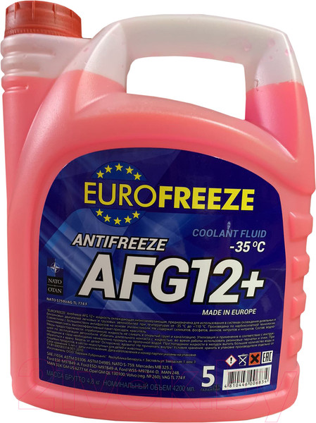 Антифриз Eurofreeze AFG 12+ -35C / 52237 (4.8кг, красный)