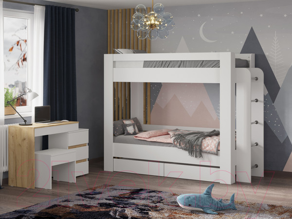 Изображение товара Двухъярусная кровать Премиум Зефир (белый)