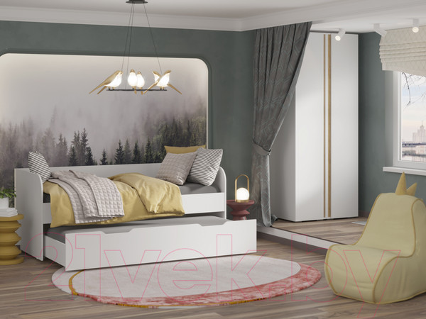 Изображение товара Двухъярусная выдвижная кровать Премиум Зефир (белый)