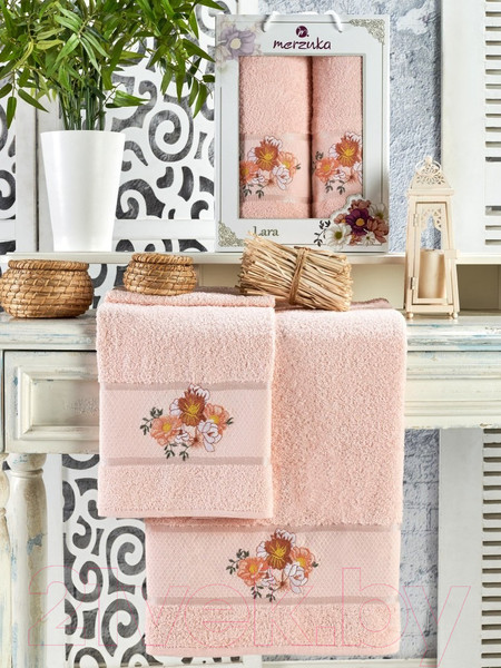 Изображение товара Набор полотенец Merzuka Lara 50x90/70x140 / 11782 (пудровый)