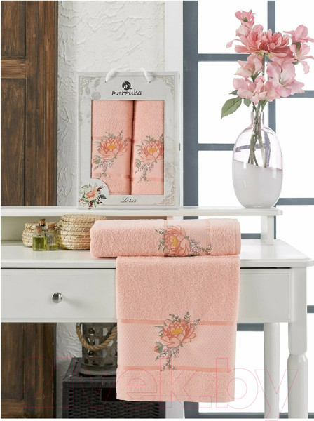 Изображение товара Набор полотенец Merzuka Lotus / 11296 (2шт, в коробке, оранжевый)