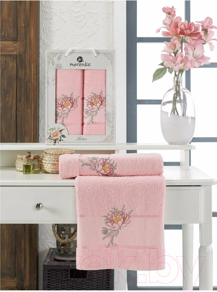Изображение товара Набор полотенец Merzuka Lotus / 11296 (2шт, в коробке, розовый)