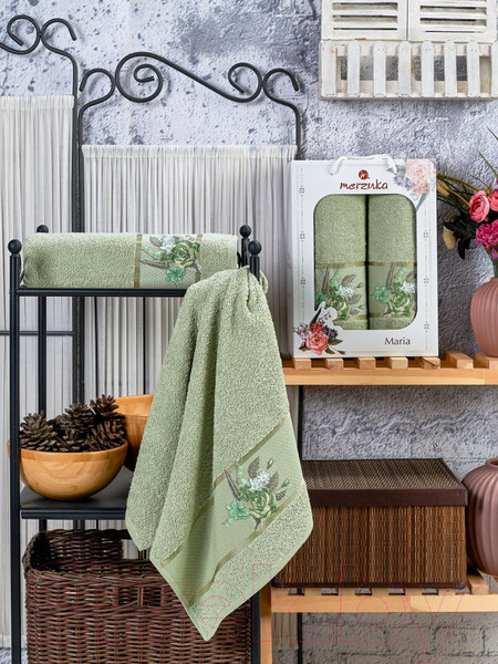 Изображение товара Набор полотенец Merzuka Maria 50x90/70x140 / 11784 (зеленый)