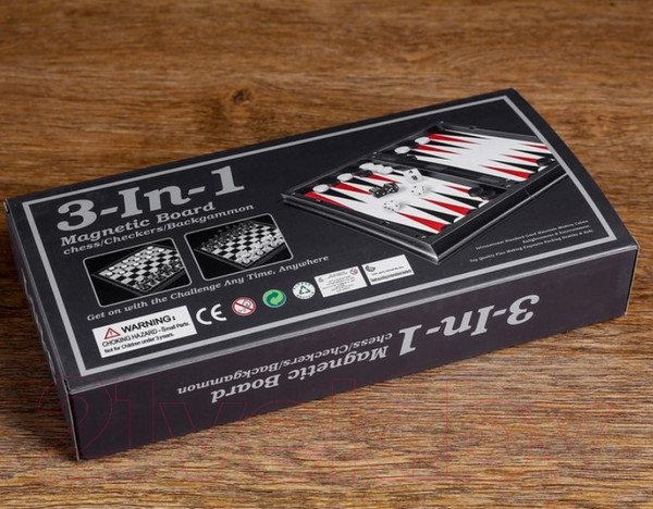 Изображение товара Набор настольных игр Sima-Land 3 в 1 Классика: шахматы, шашки, нарды, магнитная доска / 411297