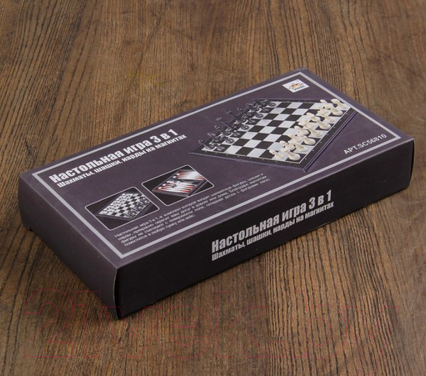 Изображение товара Набор настольных игр Sima-Land 3 в 1 Классика: шахматы, шашки, нарды, магнитная доска / 411297