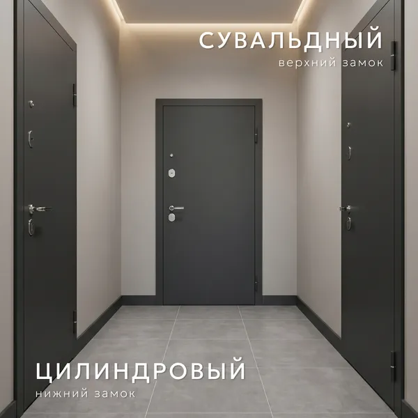 Изображение товара Входная дверь Guard С зеркалом 96x205 правая (графит/бьянко)