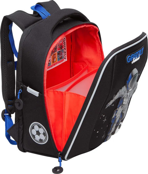 Изображение товара Школьный рюкзак Grizzly RAf-393-6 (черный/синий)