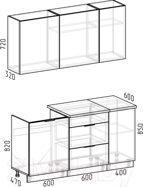 Изображение товара Кухонный гарнитур Интермебель Микс Топ-2 1.6м (белый премиум/дуб крафт золотой/дуб вотан)
