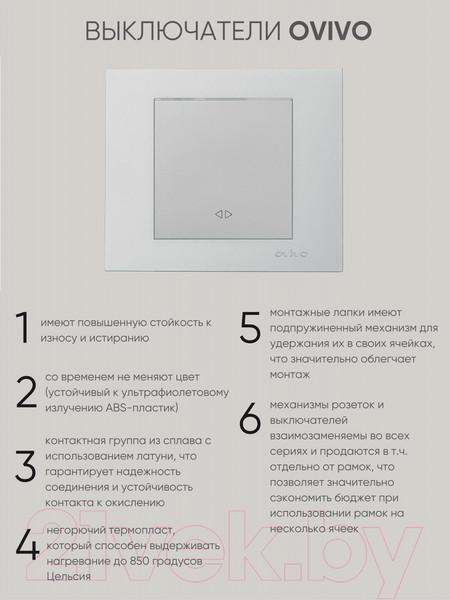 Изображение товара Выключатель Ovivo 600-000210-214 (серебристый)