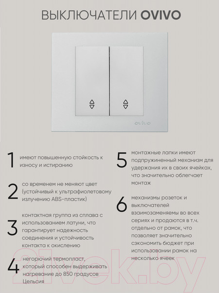 Изображение товара Выключатель Ovivo 600-000210-211 (серебристый)