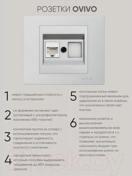 Изображение товара Розетка Ovivo 600-000310-229 (серебристый)