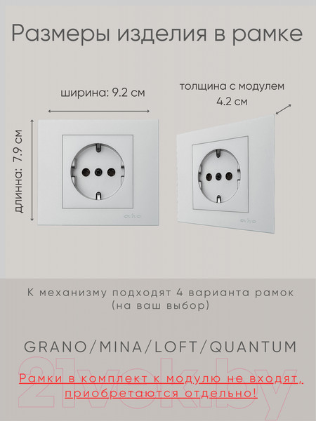 Изображение товара Розетка Ovivo 600-000310-217 (серебристый)