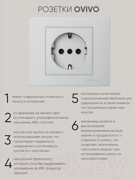 Изображение товара Розетка Ovivo 600-000310-217 (серебристый)
