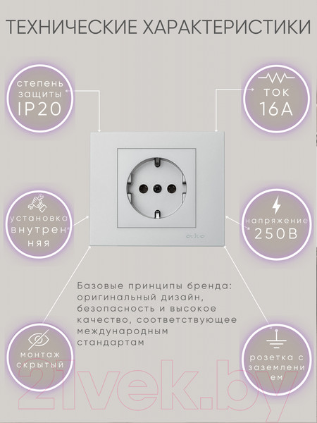 Изображение товара Розетка Ovivo 600-000310-217 (серебристый)