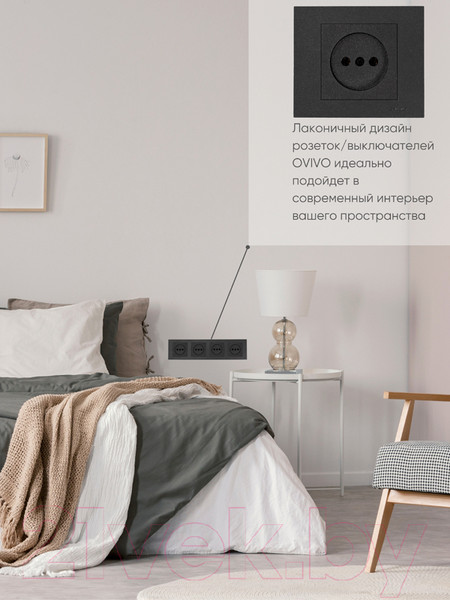 Изображение товара Рамка для выключателей и розеток Ovivo Grano 400-170000-228 (черный)