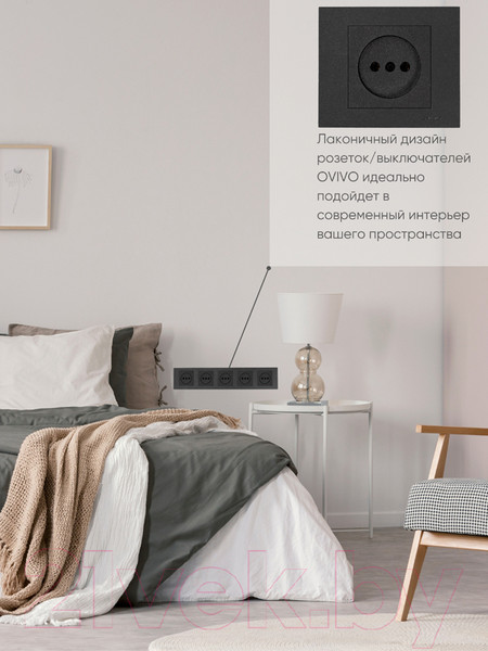 Изображение товара Рамка для выключателей и розеток Ovivo Grano 400-170000-250 (черный)