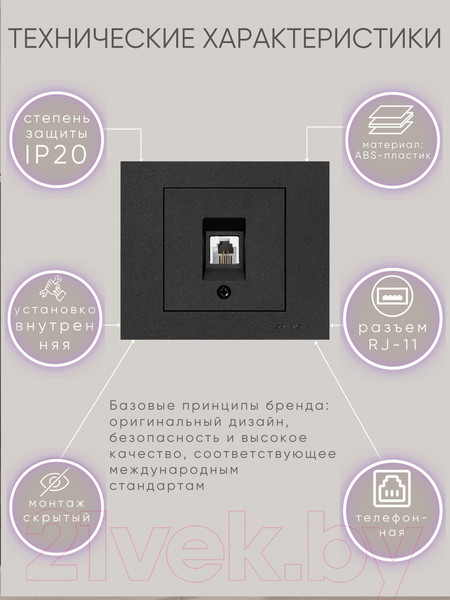 Изображение товара Розетка Ovivo 600-000317-221 (черный)