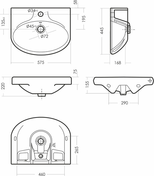 Изображение товара Умывальник Sanita Самарский 57 / SMRSAWB01