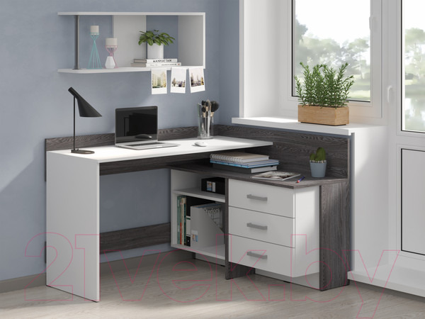 Изображение товара Компьютерный стол Премиум Персона-2 (ясень анкор темный/белый)