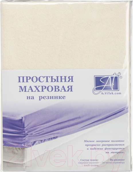 Изображение товара Простыня AlViTek Махровая на резинке 160x200x20 / ПМР-МО-160 (молочный)