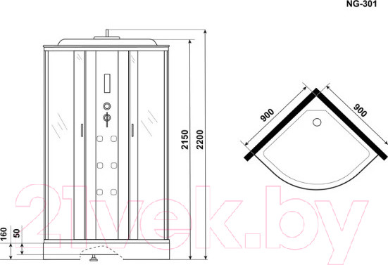 Изображение товара Душевая кабина Niagara NG-301-01 90x90x220
