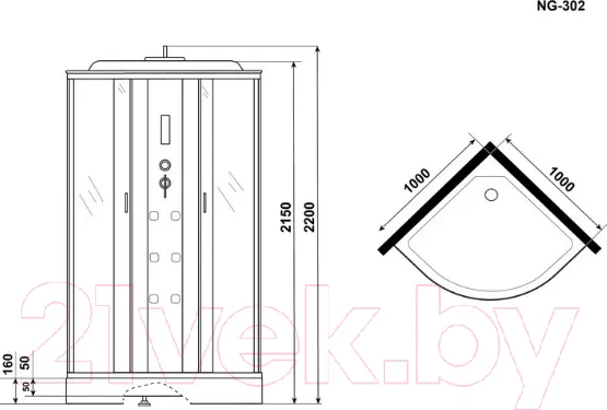 Изображение товара Душевая кабина Niagara NG-302-01 100x100x220