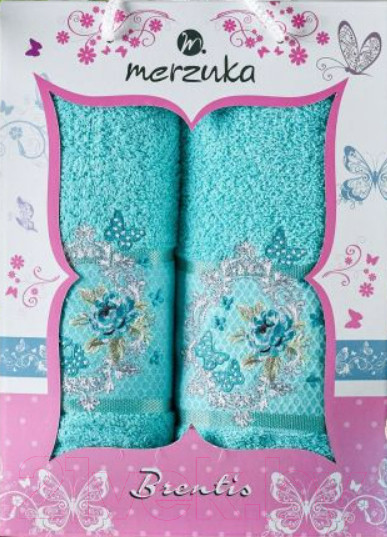 Изображение товара Набор полотенец Merzuka Brentis 50x90/70x140 в коробке / 10675 (бирюзовый)