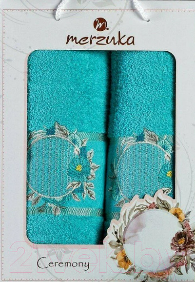Изображение товара Набор полотенец Merzuka Ceremony 50x90/70x140 / 11776 (в коробке, бирюзовый)