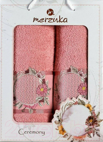 Изображение товара Набор полотенец Merzuka Ceremony 50x90/70x140 / 11776 (в коробке, брусничный)