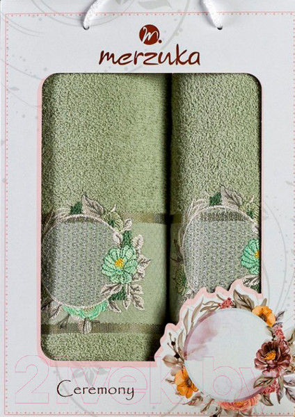 Изображение товара Набор полотенец Merzuka Ceremony 50x90/70x140 / 11776 (в коробке, зеленый)